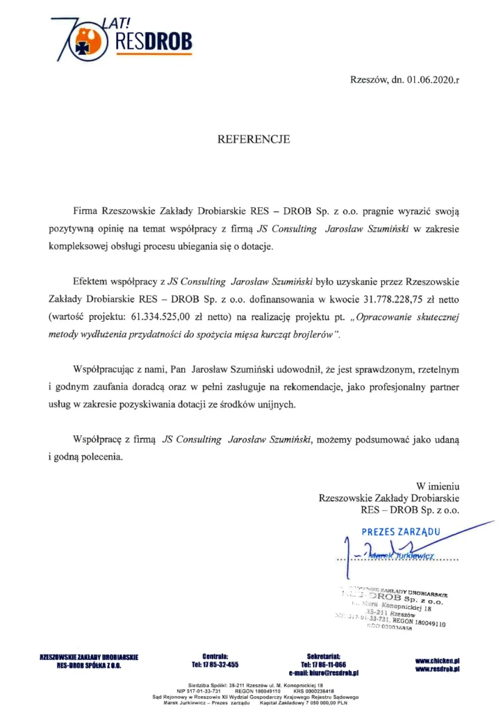 Resdrob referencje J. Szumiński